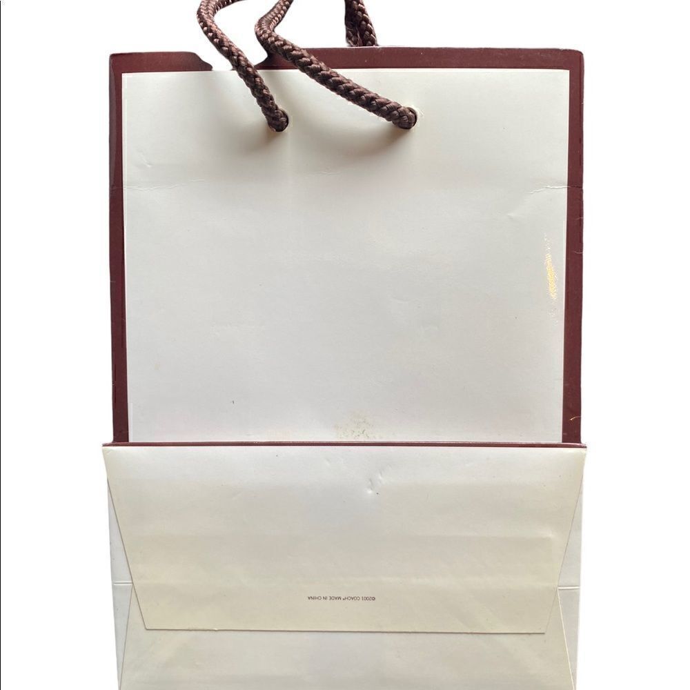 Coach small white shopping bag red lining brown string strap - Picture 2 of 8